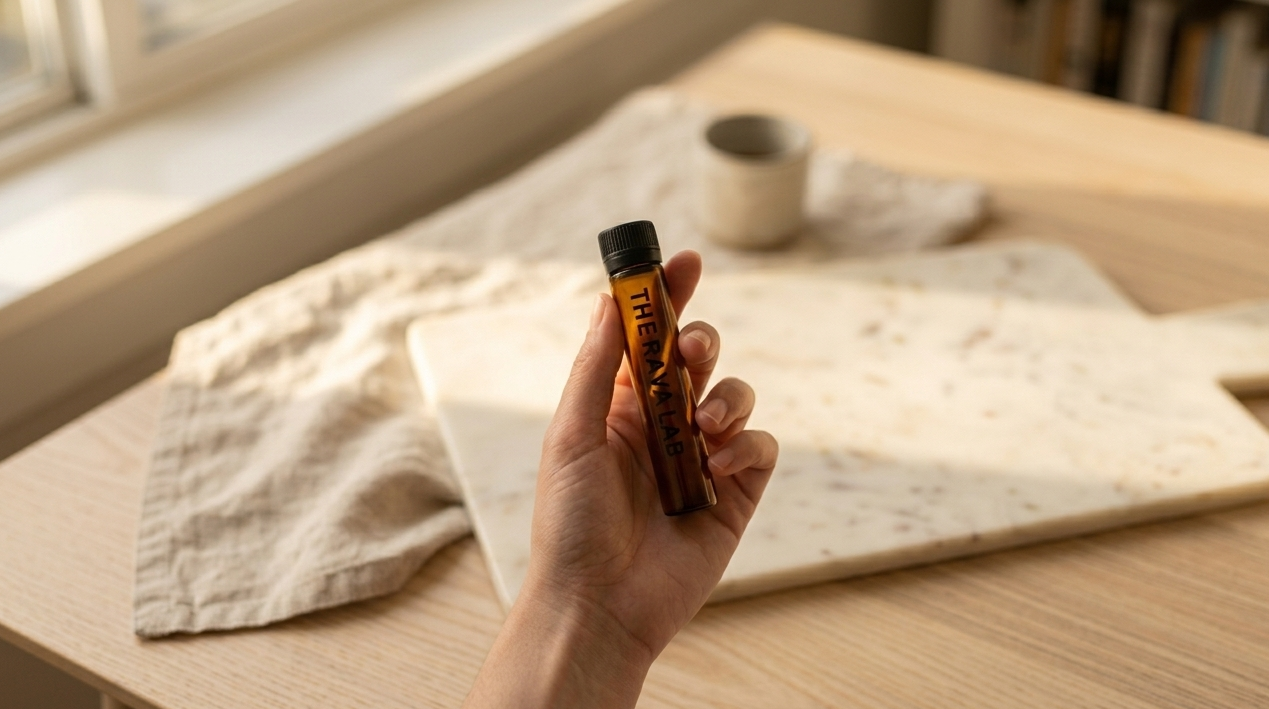 Vial de colágeno marino hidrolizado RAVA · ritual matutino de 28 días